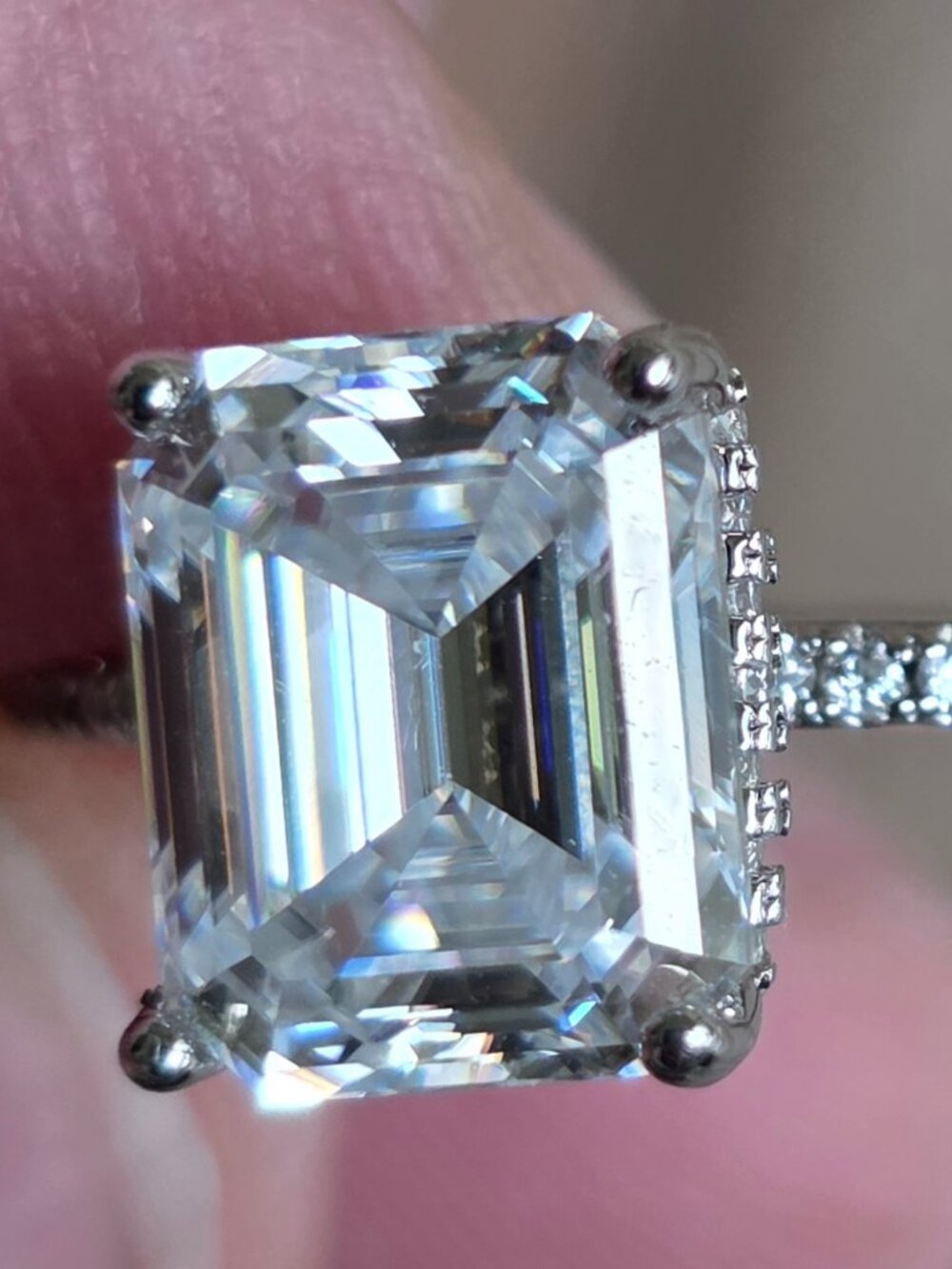 FREE@!   4CWT. Moissanite Emerald Cut Stone Sz. 9.5  FREE@!